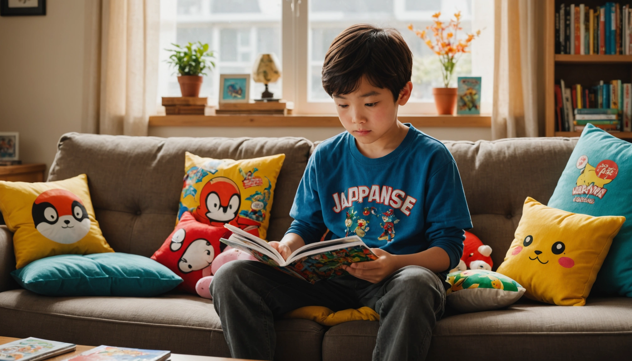 Young readers immersed in their favorite manga.